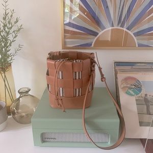 J. Crew Woven Leather and Canvas Bucket Bag